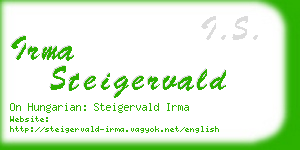 irma steigervald business card